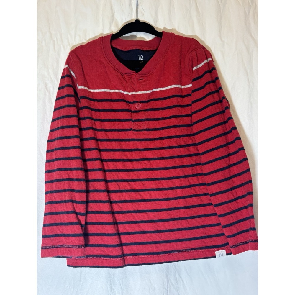 NEW Gap Kids‎ S 5 Red/Blue Stripe 100% Cotton Long Sleeve Shirt Unisex F15